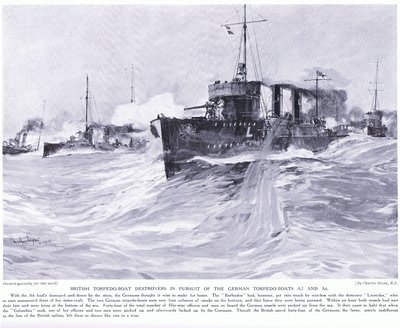 British Torpedo Boat Destroyers in Pursuit of the German Torpedo Boats A2 and A6, November 1914 by Charles Edward Dixon